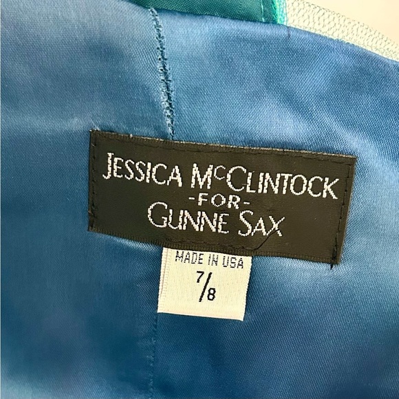 Vintage GUNNE SAX Jessica McClintock Y2K Vibrant Blue and Green Tulle Prom 7/8 - Picture 12 of 12